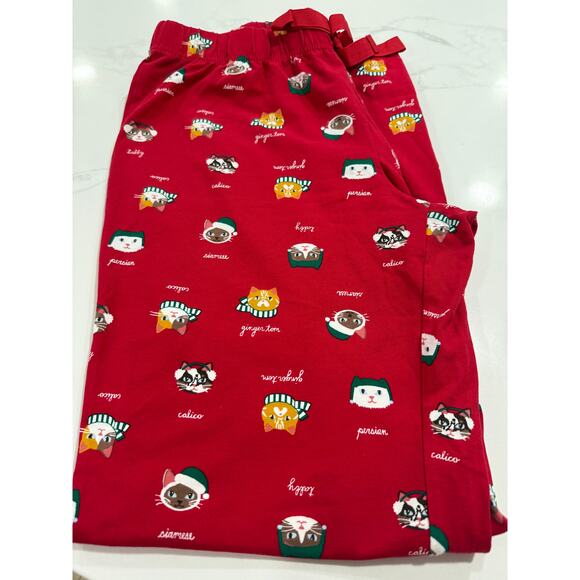 Lands' End Red Cat Pajama Pants Women’s Large Holiday Lounge Sleepwear NWOT - Picture 6 of 6